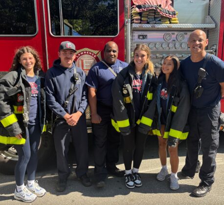 Students on a firehouse tour